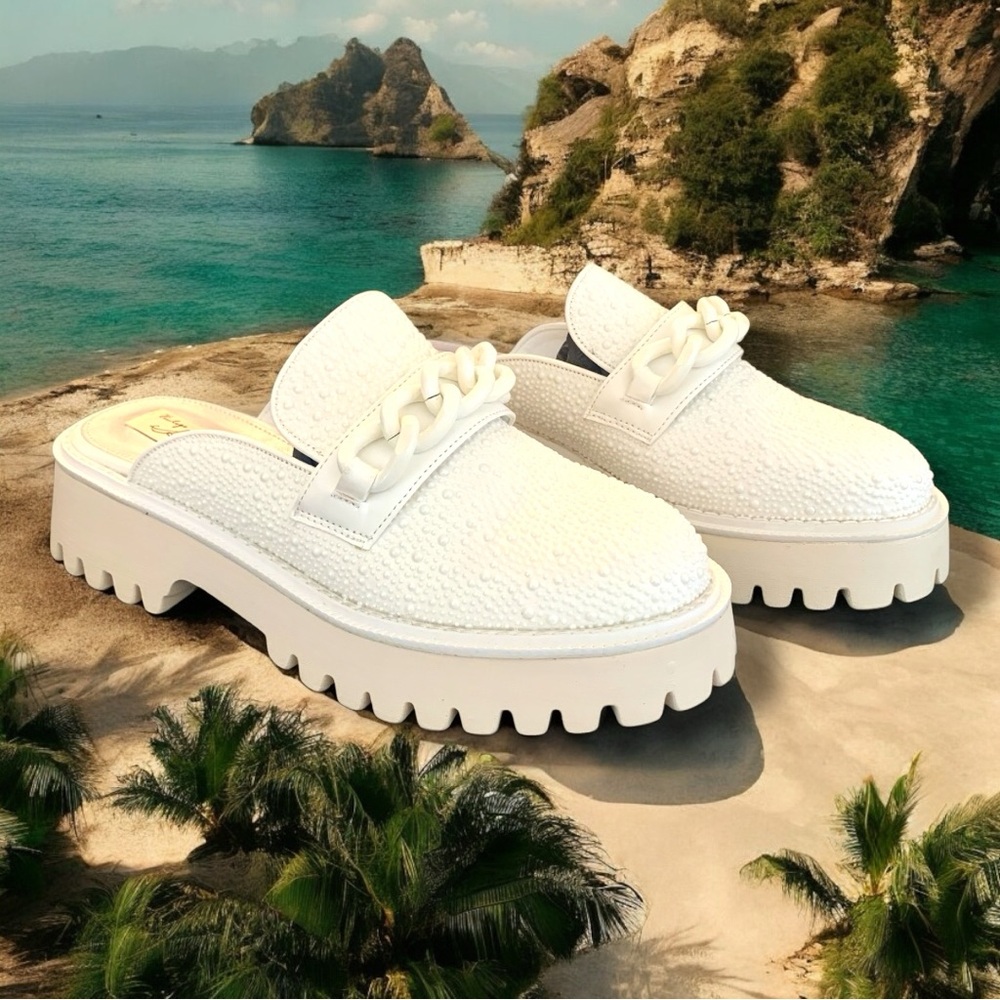 Vintage Havana White Chunky Platform Mules